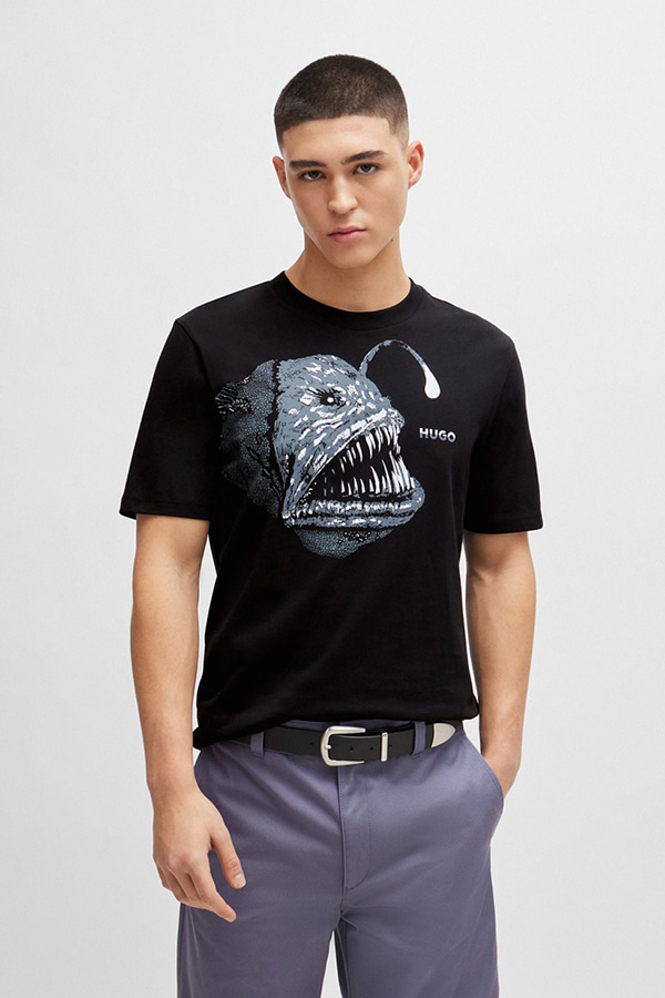 ΜΠΛΟΥΖΑ T-SHIRT HUGO - 001 ΜΑΥΡΟ